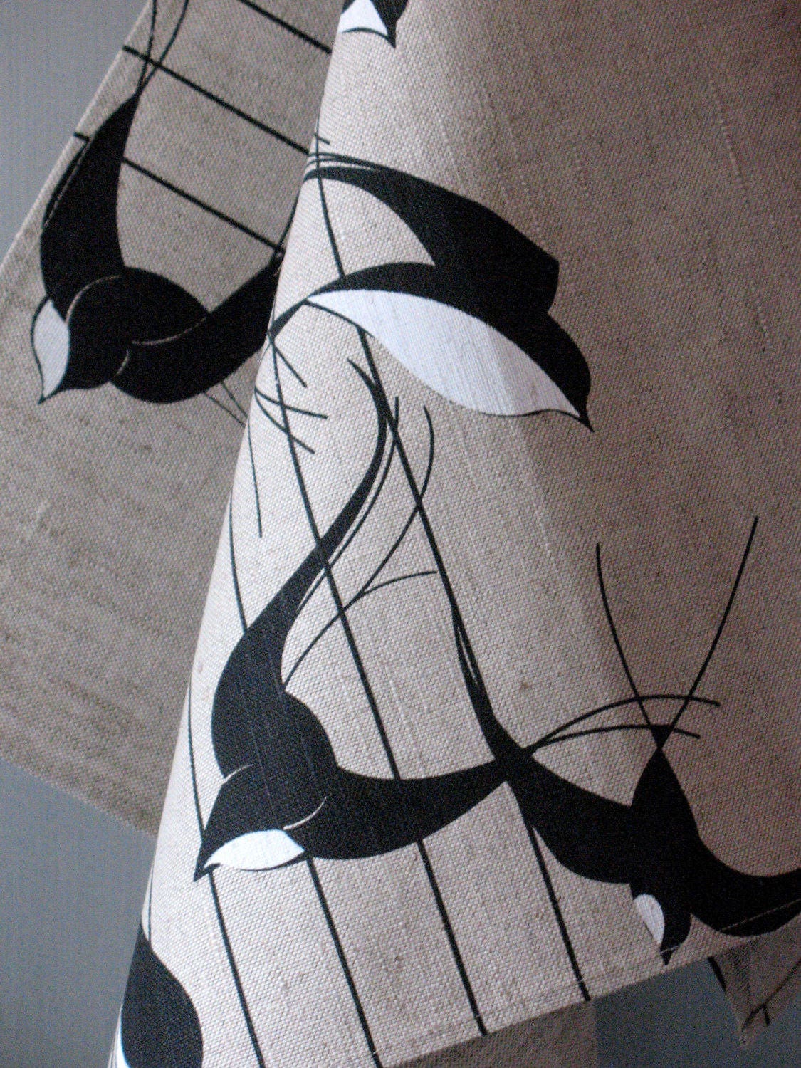Linen Cotton Dish Towels Christmas Gift Tea Towels Swallows Birds Nature Tea Towels - Image 3