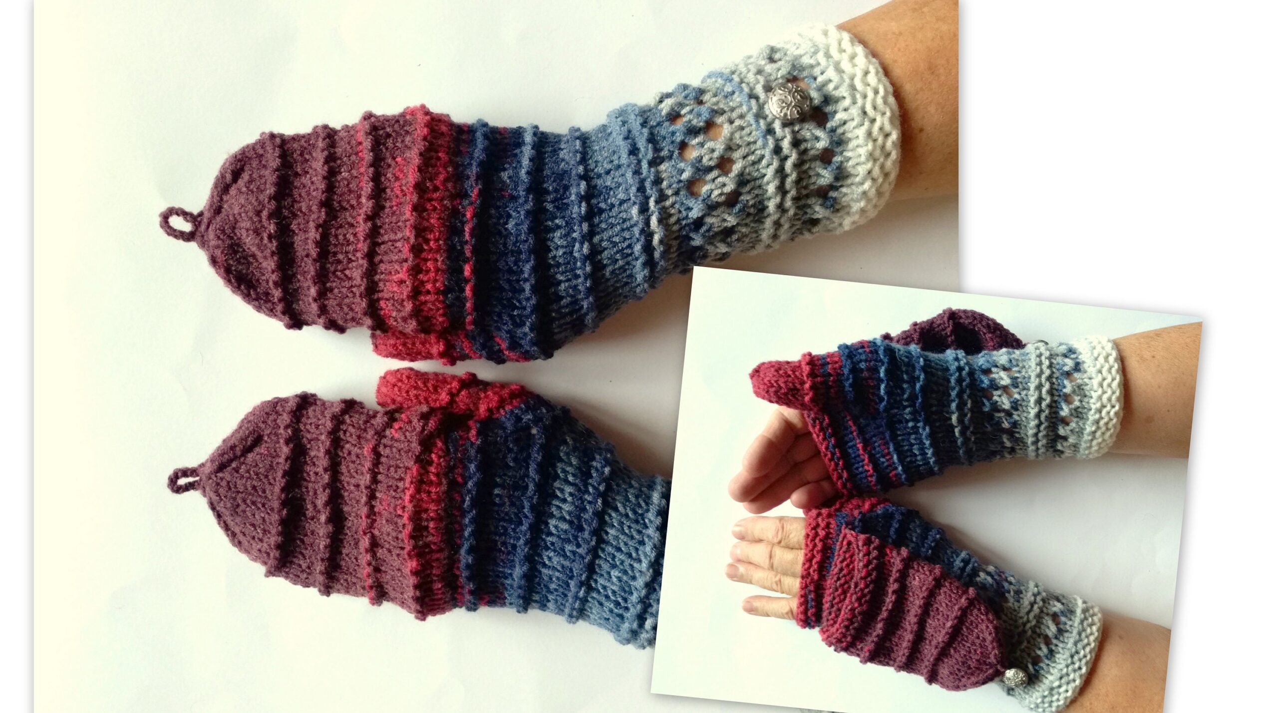 Mittens Fingerless Gloves Convertible Mittens Gray Blue Red Burgundy Arm Warmers Knit Soft