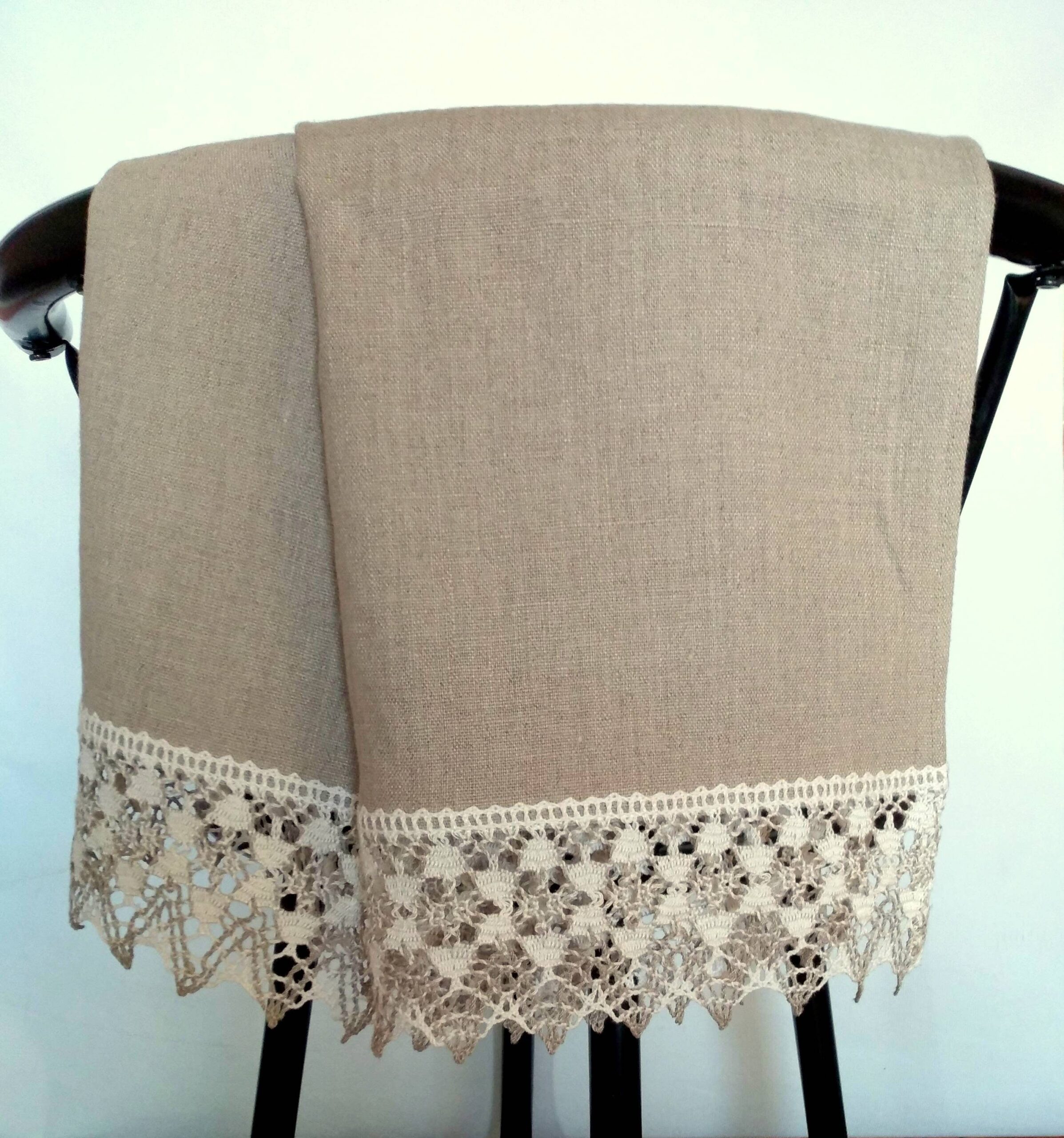 Linen Towels Dish Towels Tea Towels Burlap Prewashed Natural Gray Linen Lace