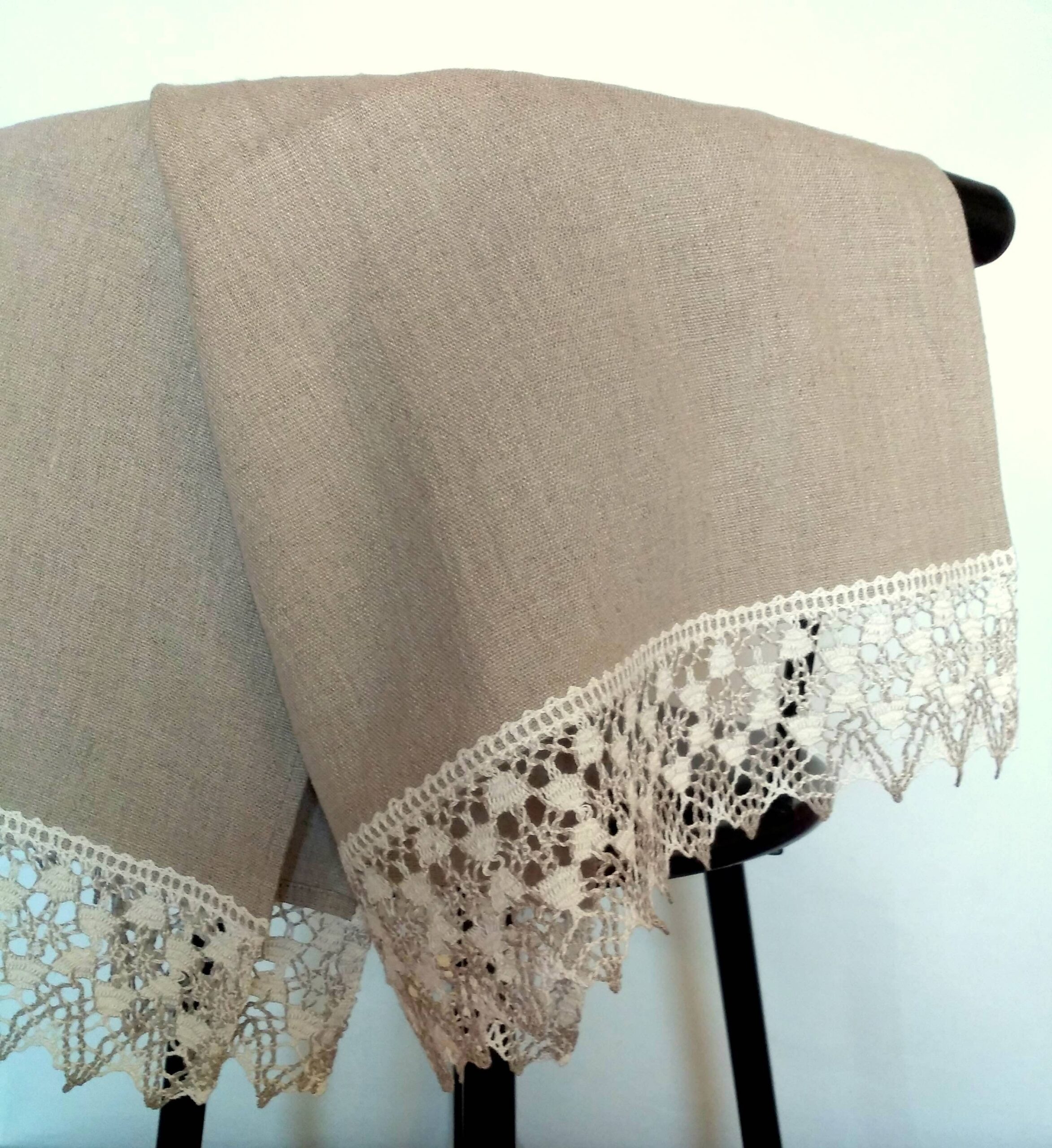 Linen Towels Dish Towels Tea Towels Burlap Prewashed Natural Gray Linen Lace - Image 2