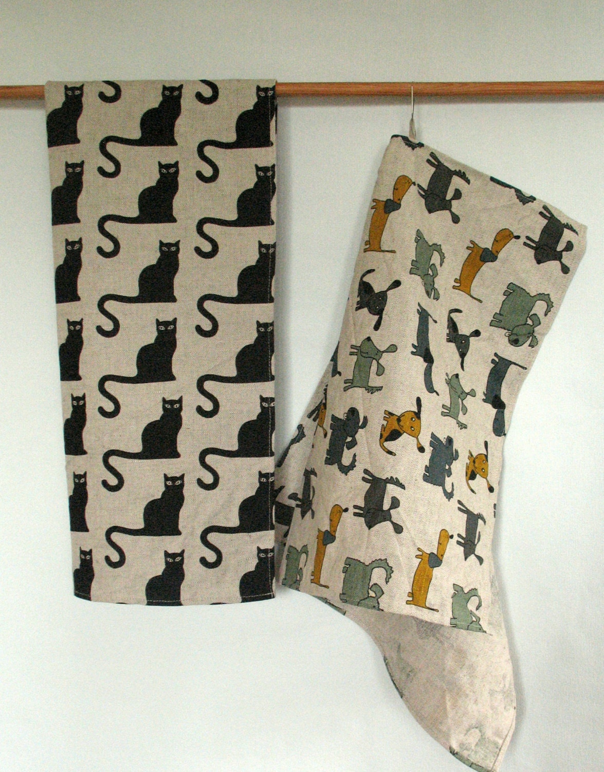 Kitchen Towels Washed Cat Black Linen Cotton Tea Towels set of 4 - Image 2