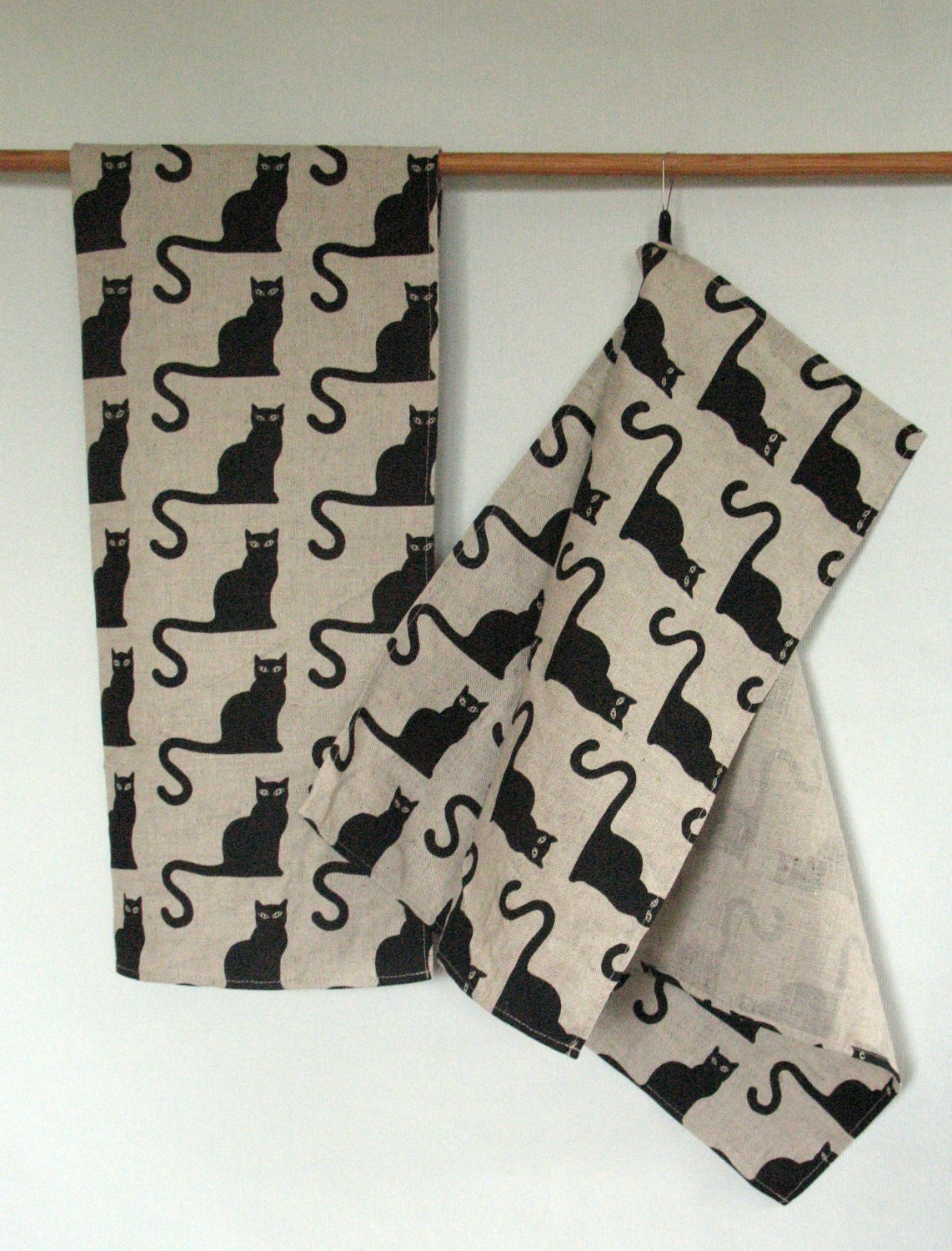 Kitchen Towels Washed Cat Black Linen Cotton Tea Towels set of 4 - Image 5