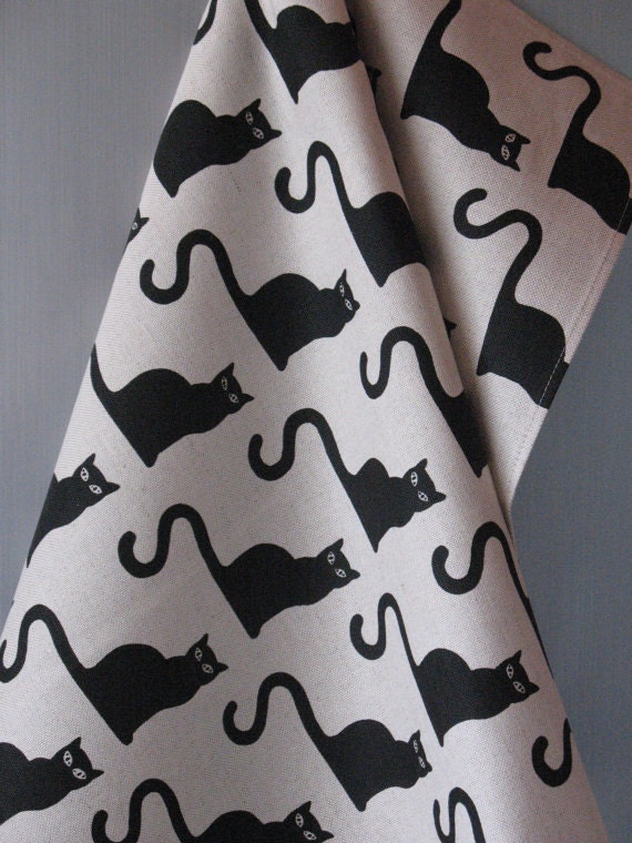 Kitchen Towels Washed Cat Black Linen Cotton Tea Towels set of 4 - Image 3