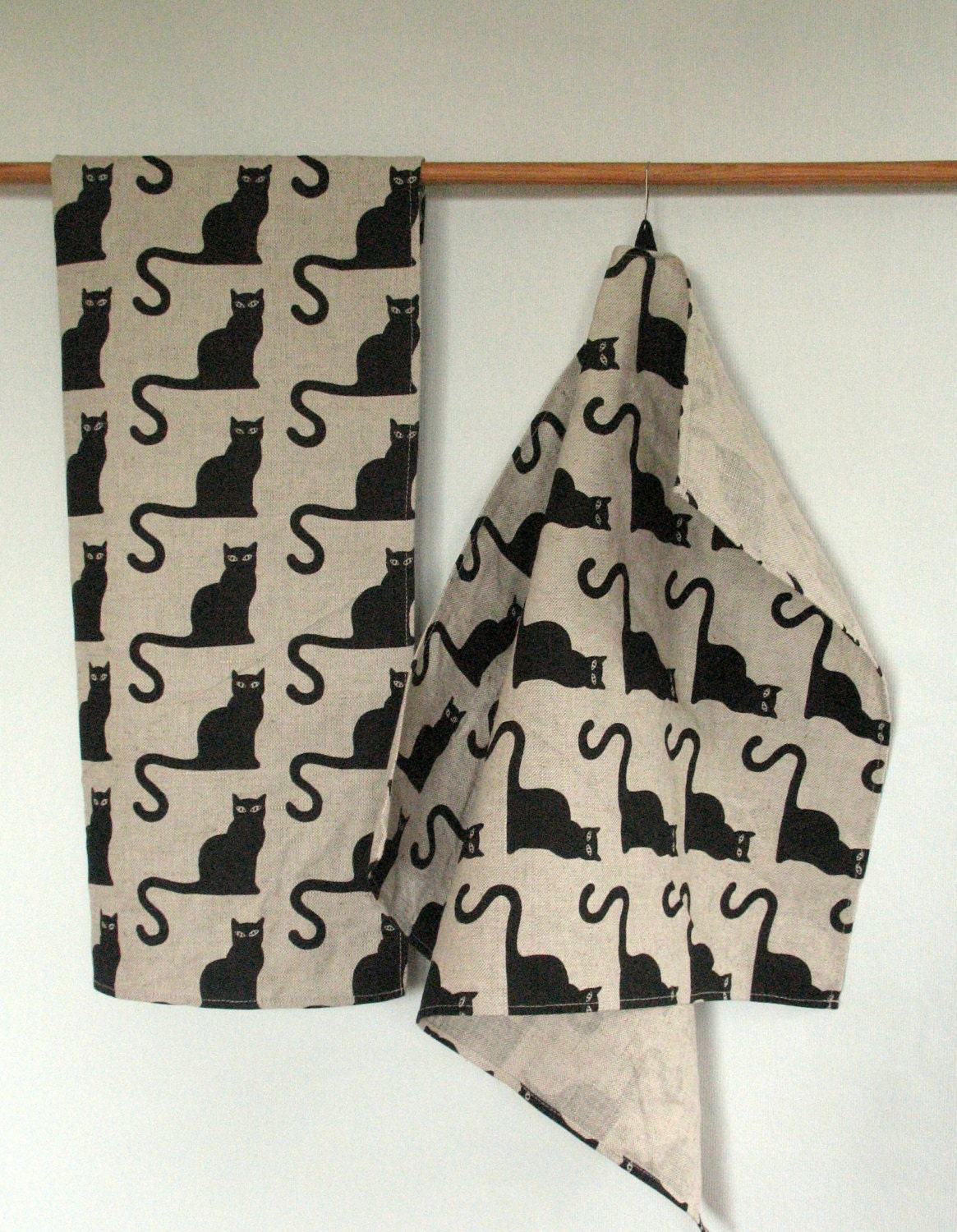 Kitchen Towels Washed Cat Black Linen Cotton Tea Towels set of 4