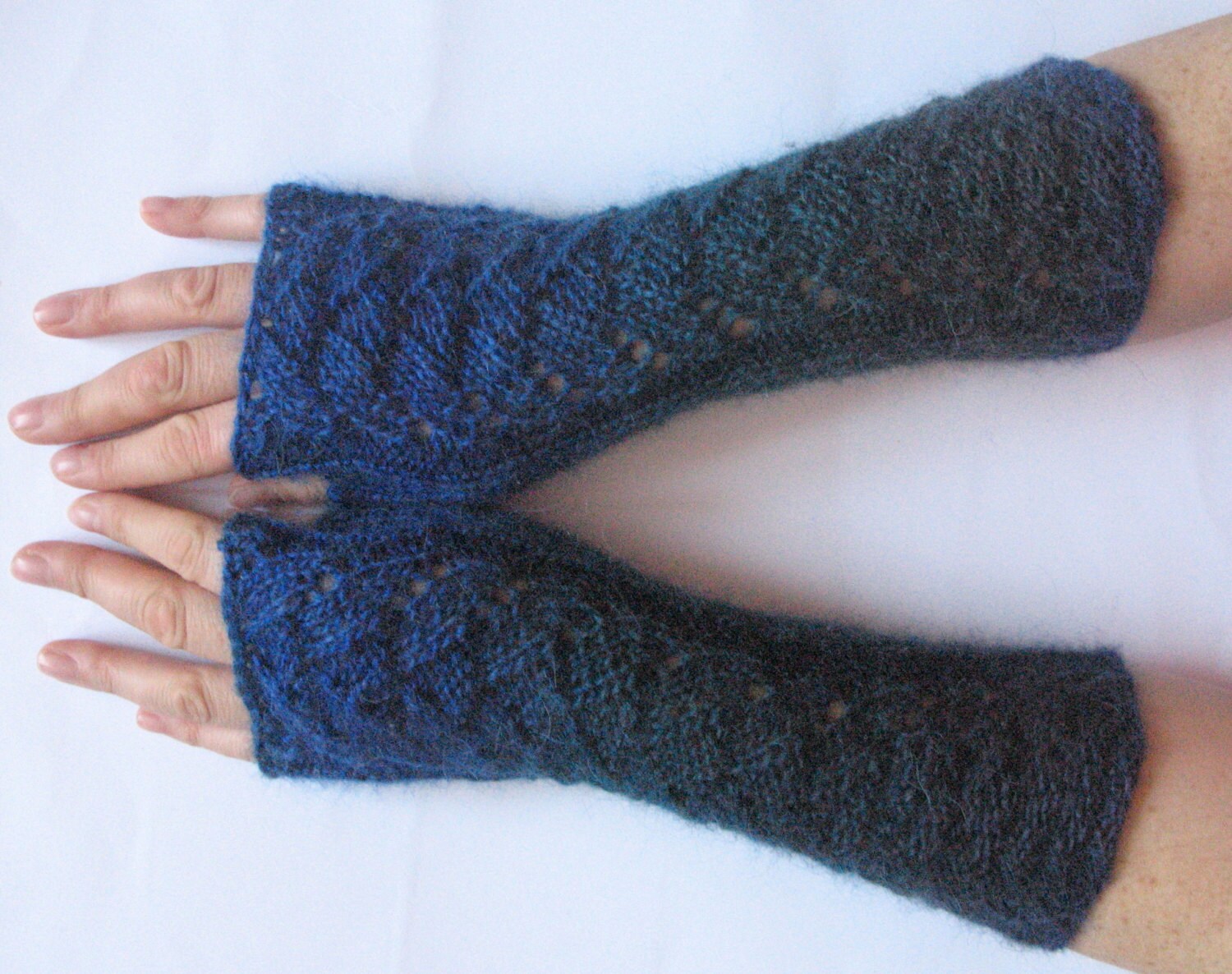 Dark Blue Fingerless Gloves Knit Gloves Winter Gloves Black Green Long Fingerless Gloves