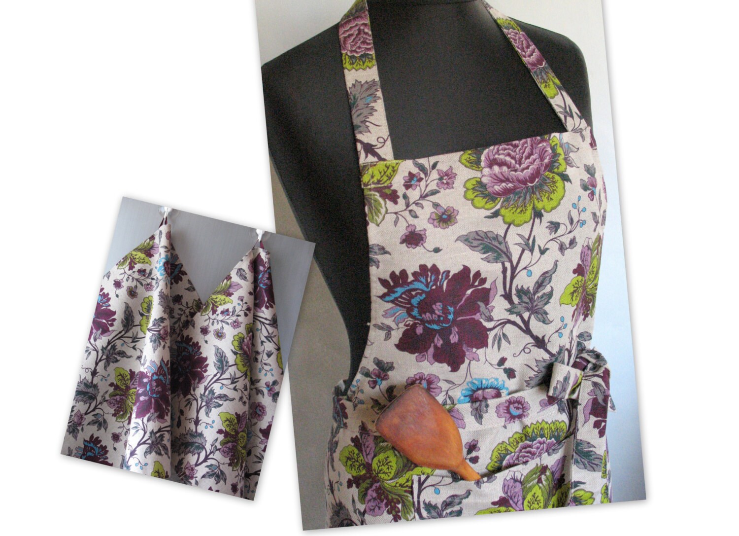 Apron Women Linen Kitchen kit Apron Womens Aprons for women Christmas Apron Towels Chrysanthemum Roses Flower
