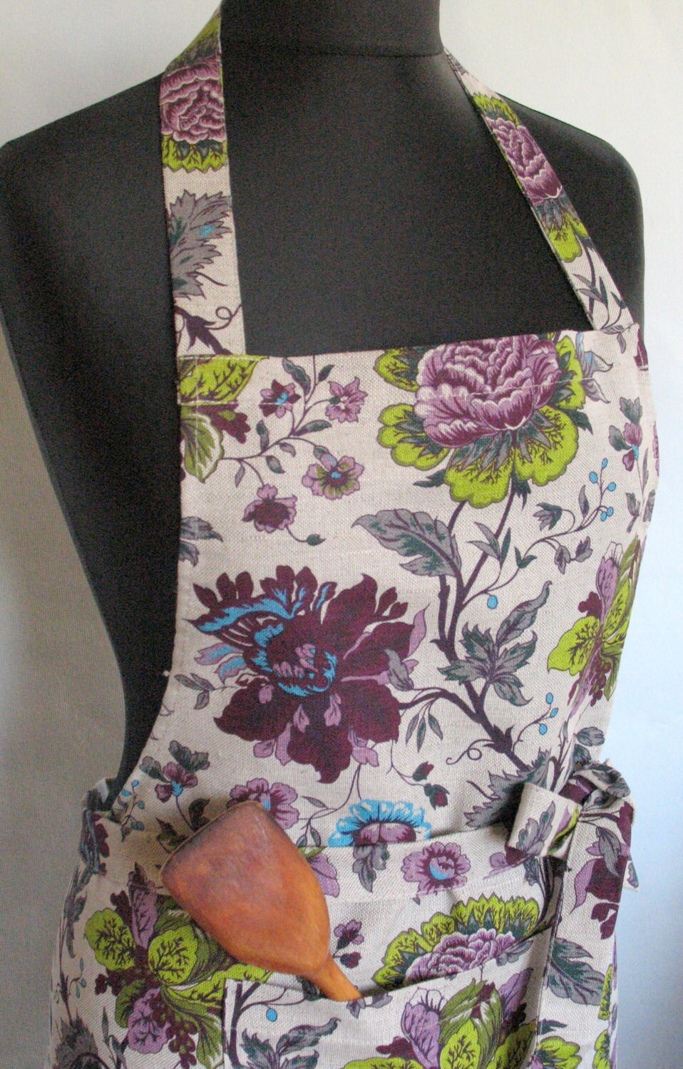 Apron Women Linen Kitchen kit Apron Womens Aprons for women Christmas Apron Towels Chrysanthemum Roses Flower - Image 3