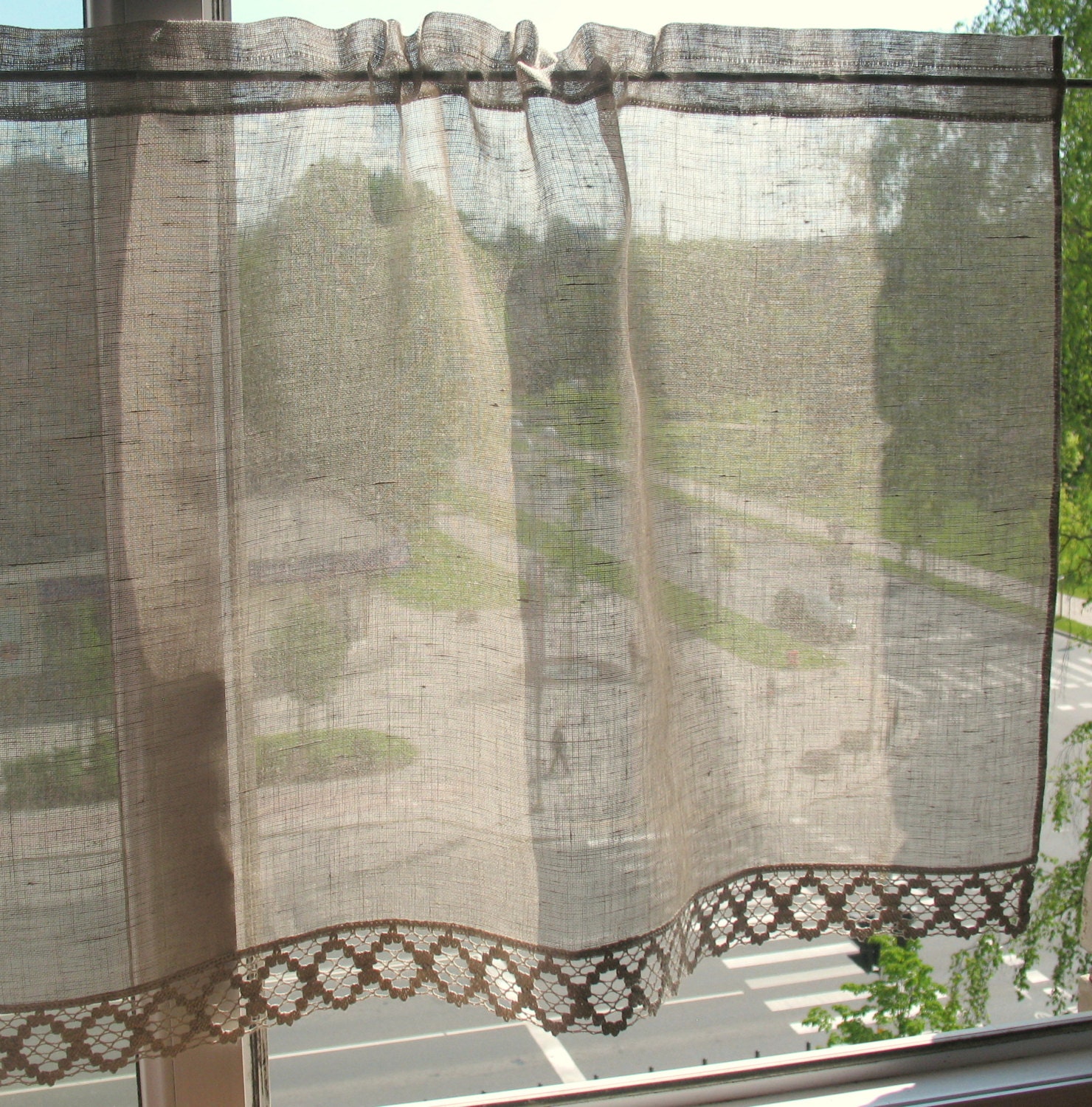 Curtains Lace Curtains Natural Gray Cafe Curtains Washed Linen Curtains Kitchen Curtains Panels